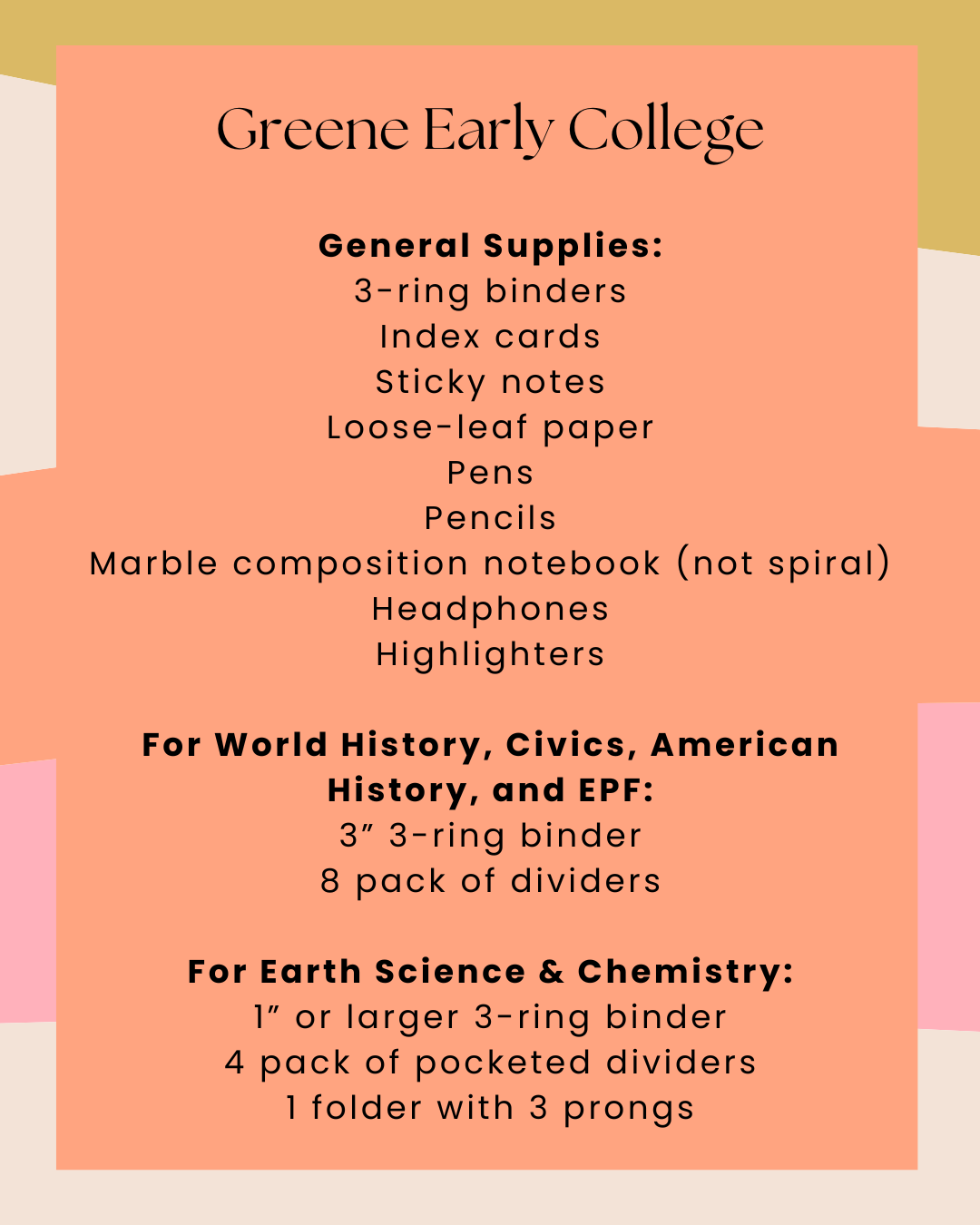 School Supply Lists